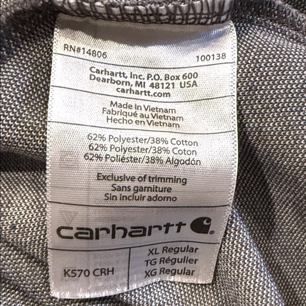 Carhartt Men's Charcoal Polo Shirt Size XL - Picture 7 of 8